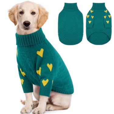 Imagem de Kuoser Suéter para cães, suéteres quentes para cães extragrande, gola rolê, suéter grosso para cães, roupa de Natal, roupas de inverno para animais de estimação para o frio, pulôver para meninas