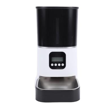 Imagem de ASHATA Alimentadores Automáticos para Gatos, Dispensador Automático de Comida para Cães Com Tigela de Aço Inoxidável, Display LCD Com Capacidade de 6L, Controle de Botões, Alimentador Cronometrado