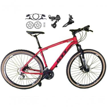 Imagem de Bicicleta Aro 29 Gti Roma 21v Câmbios Shimano Freio Disco Hidráulico Suspensão Pneu Faixa - Vermelho Tam.17