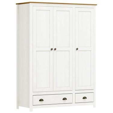 Imagem de Guarda Roupa Solteiro 3 Portas 2 Gavetas Madeira Maciça Mazzaro F06 Branco Freijó - Lyam Decor