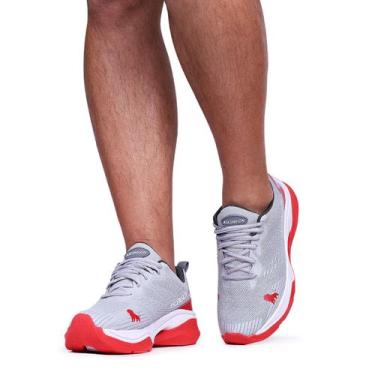 Imagem de Tênis Leão Fortaleza Esporte Lançamento Conforto - Cinza e Vermelho - 