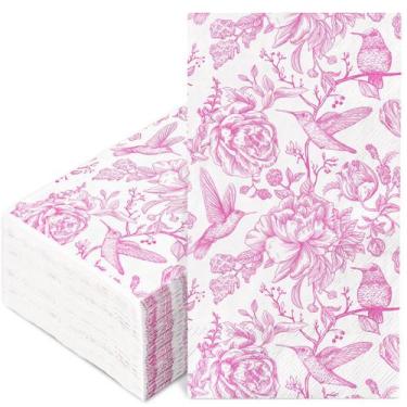 Imagem de Guardanapos de papel para convidados AnyDesign Pink Floral Birds x80 -