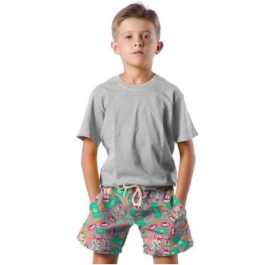 Imagem de Shorts Infantil Bermuda Calção Praia Verão Caranguejo Money Dinheiro C
