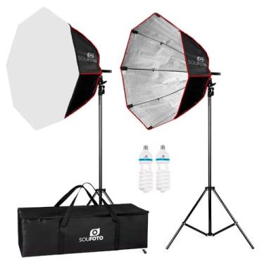 Imagem de SOU FOTO Kit Iluminação Softbox Octagonal Tripe Lâmpada 150w e Bolsa de Transporte para Estúdio Fotográfico (110V)