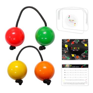 Imagem de JeuRon Asalato Shakers 2 pares - Bolas de ritmo Kassa Kashaka africanas | Conjunto de instrumentos musicais de percussão com caixa de presente (4 cores) | Brinquedo de alívio de estresse e presente