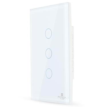 Imagem de Interruptor Inteligente Touch 1,2,3 e 6 Botões Teclas 4x2 e 4x4 Alexa Google Wifi App Tuya Pandaplus Controle de Voz Automação Bivolt (Branco 3 Botões)