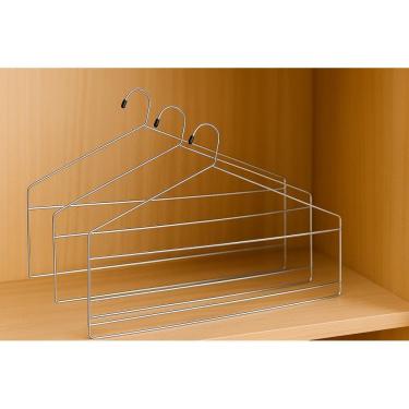 Imagem de Kit 3 Cabides Para Calças Triplo Aço Cromado Reforçado