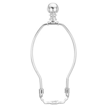 Imagem de Kit de harpa para lâmpada de 17 cm com finial, 1 conjunto de suporte destacável para abajur, acessórios de iluminação DIY para luminárias de mesa, cromadas