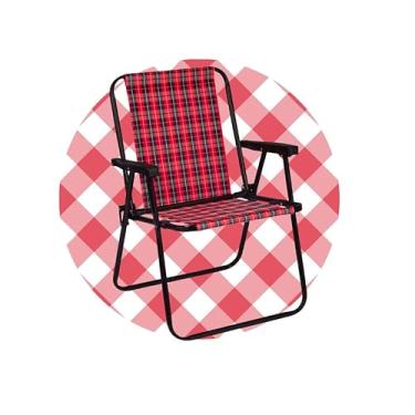 Imagem de Cadeira De Praia Xadrez Aço Lazer Retro Camping(Xadrez Vermelho)