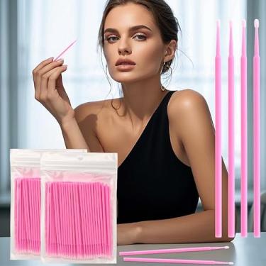 Imagem de 200 peças de escova microaplicadora descartável para extensão de cílios, microcotonetes de algodão, varinhas de rímel para lábios