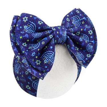 Imagem de YanJie Laços de bebê Happy Hanukkah de 17 cm para meninas, Menorá para bebês e crianças pequenas, acessórios de laço de cabelo azul escuro, roupas judaicas para meninas, acessórios de cabelo de bebê
