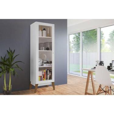 Imagem de Cristaleira Sala Jantar Malta c/ 1 Porta c/ Vidro Branco - Genialflex