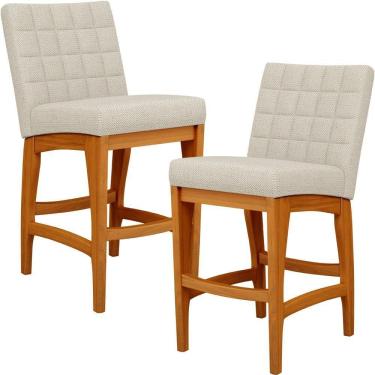 Imagem de Kit 02 Banquetas Baixa Cozinha Bancada L02 Champagne