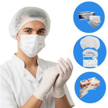 Imagem de Luva latex "m" com pó c/100 - ssplus + máscara branca ssplus 50und + t