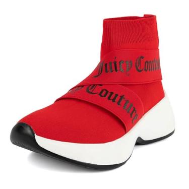 Imagem de Juicy Couture Tênis feminino sem cadarço de cano alto – Elegante, leve e respirável para academia e sapatos casuais, Vermelho Preto Multi - Ariella, 38