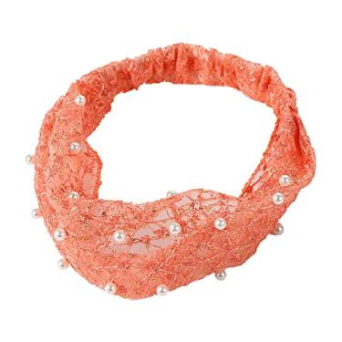 Imagem de Bandanas de cabelo estilo coreano, lavagem de rosto doce, acessórios de cabelo pérola, tiara de turbante para meninas (rosa)