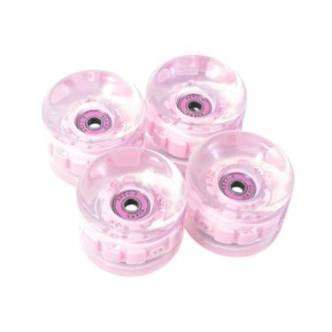 Imagem de Vaveren Rolos de skate 4x Rolos de skate usam luminosos resistentes com ABEC-9 608Rs Rolamentos transparentes Pu liso com substituição de luz, Rosa