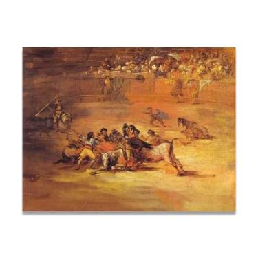 Imagem de LKXGRRSFG Cena de uma tourada Francisco De Goya Impressão em tela romântica espanhola - Obra-prima do influente pintor romântico 80 x 104 cm sem moldura