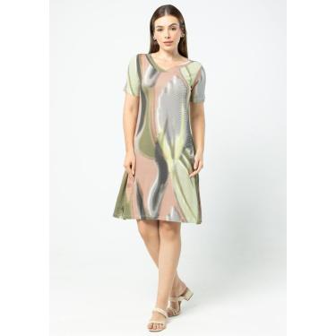 Imagem de Vestido Pau a Pique Estampado Verde e Rosê