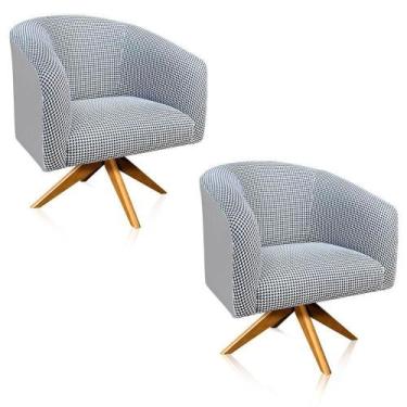 Imagem de Kit 02 Poltronas Giratória Stella Linho A72 Com material sintético Bas