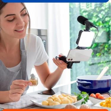 Imagem de Kit Profissional de Gravação para Celular 5 em 1, Suporte para Marketing Digital, Youtuber, Criação de Conteúdo