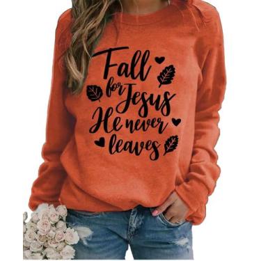 Imagem de Moletom Glorimex Fall for Jesus He Never Leaves Women