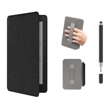 Imagem de Akacy Textura de couro sintético com alça para Kindle paperwhite de 17.3 cm 11 Geração (2021, Modelos M2L3EK). Capa traseira de borracha TPU de silicone flexível e fina e fina, cantos reforçados (1)