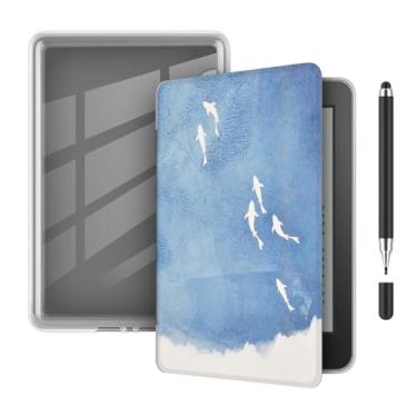 Imagem de Akacy Capa transparente e macia com estampa pintada para Kindle paperwhite de 6,8 polegadas 11 geração (modelos 2021, modelos M2L3EK). Capa traseira de borracha TPU de silicone flexível e fina, com