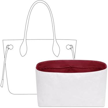 Imagem de FANJI Project Bolsa organizadora para bolsa LV Neverfull-M, ajuste personalizado no interior, vermelho bordalês, leve, resistente à água, com acessórios para porta-copos