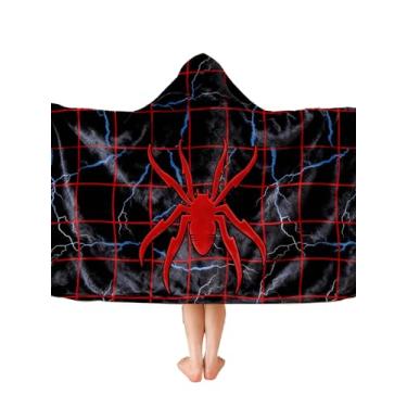 Imagem de Cobertor preto vestível com capuz para banho, piscina, toalha de praia 102 x 152 cm, presente de fantasia infantil para meninos, adolescentes, cobertor felpudo macio para Natal, Ano Novo, Dia dos