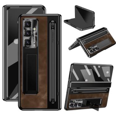 Imagem de LazyGoose Capa para Samsung Galaxy Z Fold 7 com suporte para S-Pen e caneta de capacitância, suporte integrado e proteção de tela e dobradiça, corpo inteiro rígido à prova de choque de toque macio