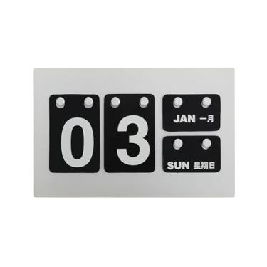 Imagem de Calendário para mesa, calendário perpétuo de mesa diário, acessório de mesa bonito para decoração de escritório em casa, professor, sala de aula, reutilizável anualmente (Preto)