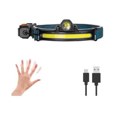 Imagem de Lanterna De Cabeça LED COB Recarregável Por Indução USB Com Zoom, 6 Mo