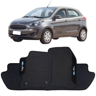 Imagem de Tapete Borracha Ford Ka 2014 à 2021 Preto Pvc Logo Bordado Jogo 3 Peças Ecotap W2855 Automotivo Wave