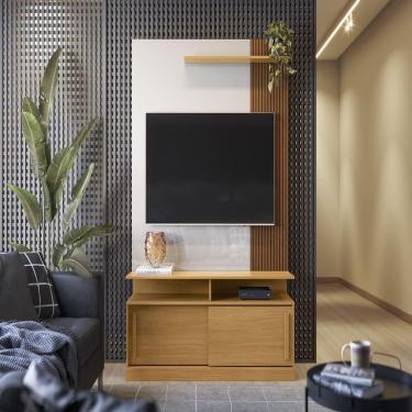 Imagem de Painel Tv Managua Tauari Ripado 3d-off White Perolizado