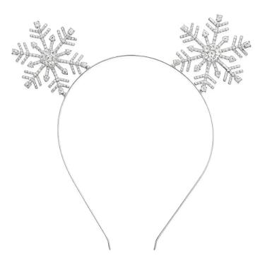 Imagem de hhdatc Christmas Headbands Rhinestone Snowflake Crystal Merry Christmas Crown Reindeer Antlers Tiara Hair Hoop for Holiday Party Decorations