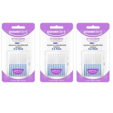 Imagem de Kit Com 3 Escova Interdental Cônica Powerdent de 10 Unidades