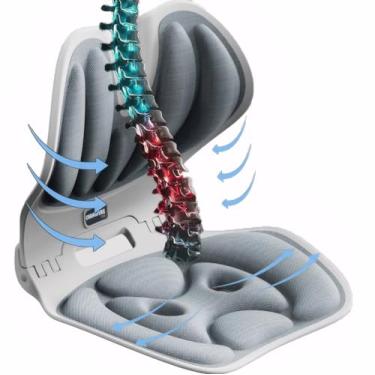 Imagem de CHANGFENG Suporte Ergonômico Lombar Para Cadeira De Escritório, Computador, Gamer, Almofada Alívio Da Dor Nas Costas, Melhora A Postura E Trabalho Em Casa, Patenteado (Cinza)