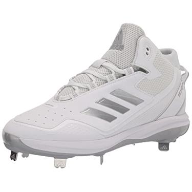 Imagem de adidas Tênis de beisebol masculino Icon 7 Mid, Branco/Prata Metálico/Prata Metálico, 13