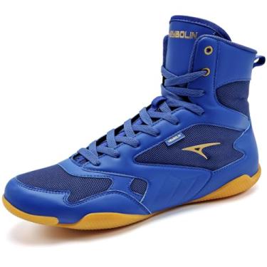 Imagem de ASHION Tênis masculino de luta livre para boxe, cano alto, fitness, sola zero drop, Azul, 39