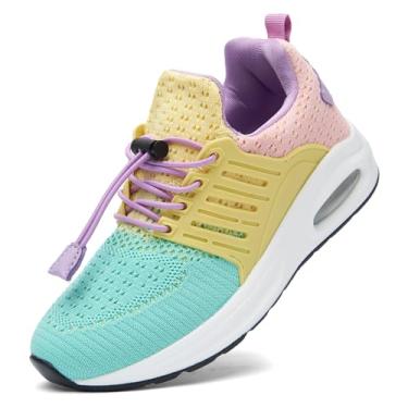 Imagem de Ugmikdo Tênis de corrida infantil para meninos, leve, respirável, sem cadarço, Verde, amarelo, 17