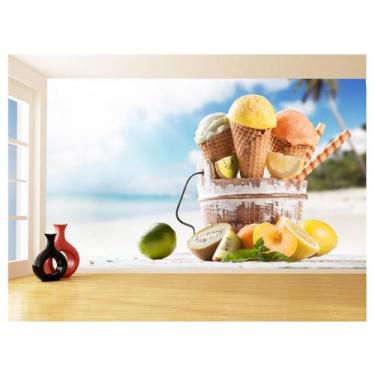Imagem de Papel De Parede 3D Alimentos Sorvete Casquinha 3,5M Al368 - Você Decor