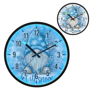 Imagem de Relógio de parede LED que brilha no escuro e ativado por voz, design silencioso de gnomo azul de 30,5 cm, operado por bateria para decoração de quarto e sala de estar (144)