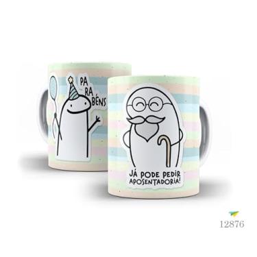 Imagem de Caneca Decorativa Parabéns Amiga, Porcelana, Design Listrado Pastel, Tema Aniversário com Bolo e Ilustração Fofa, 325ml (12877)