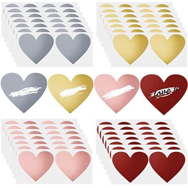 Imagem de 160 peças de adesivos para o dia dos namorados Scratch Off autoadesivos adesivos adesivos de coração do dia dos namorados 3 polegadas adesivos pequenos faça você mesmo cartões para convites de casamento chás de bebê