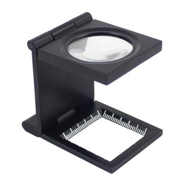 Imagem de Lupa dobrável de liga zinco 10X com escala vidro óptico ferramenta ampliação para textil relógio joalheiro eletrônicos selo moedas mapa entusiastas