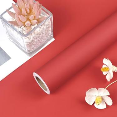 Imagem de Tanluxo Yiniri Papel de parede vermelho descascar e colar 39.9 cm x 299.7 cm papel de contato moderno vermelho cor sólida papel de parede amigável para locatário removível Waterpoof vinil papel de