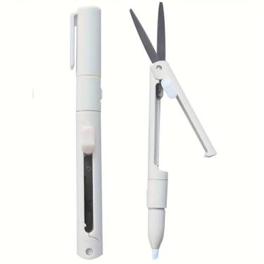 Imagem de 2 tesouras dobráveis 2 em 1 – Mini cortador e descascador de papel com lâmina de cerâmica, multiferramenta de precisão para álbuns, artesanato DIY, escritório | Compacto portátil para entusiastas