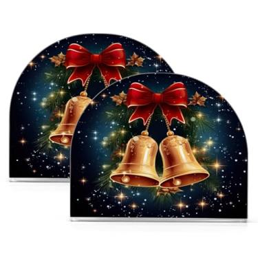 Imagem de Wassud Sino de Natal (2) Porta-guardanapos de acrílico, dispensador de guardanapos de papel moderno em forma de U para mesa, cozinha, sala de jantar, bancada 2 peças (comporta 50-60 guardanapos)