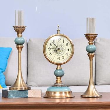 Imagem de Relógio de cornija operado por bateria silencioso relógio vintage para sala de estar, mesa, material de liga metálica, fácil de ler, para decoração de sala de estar, acima da lareira, cornija